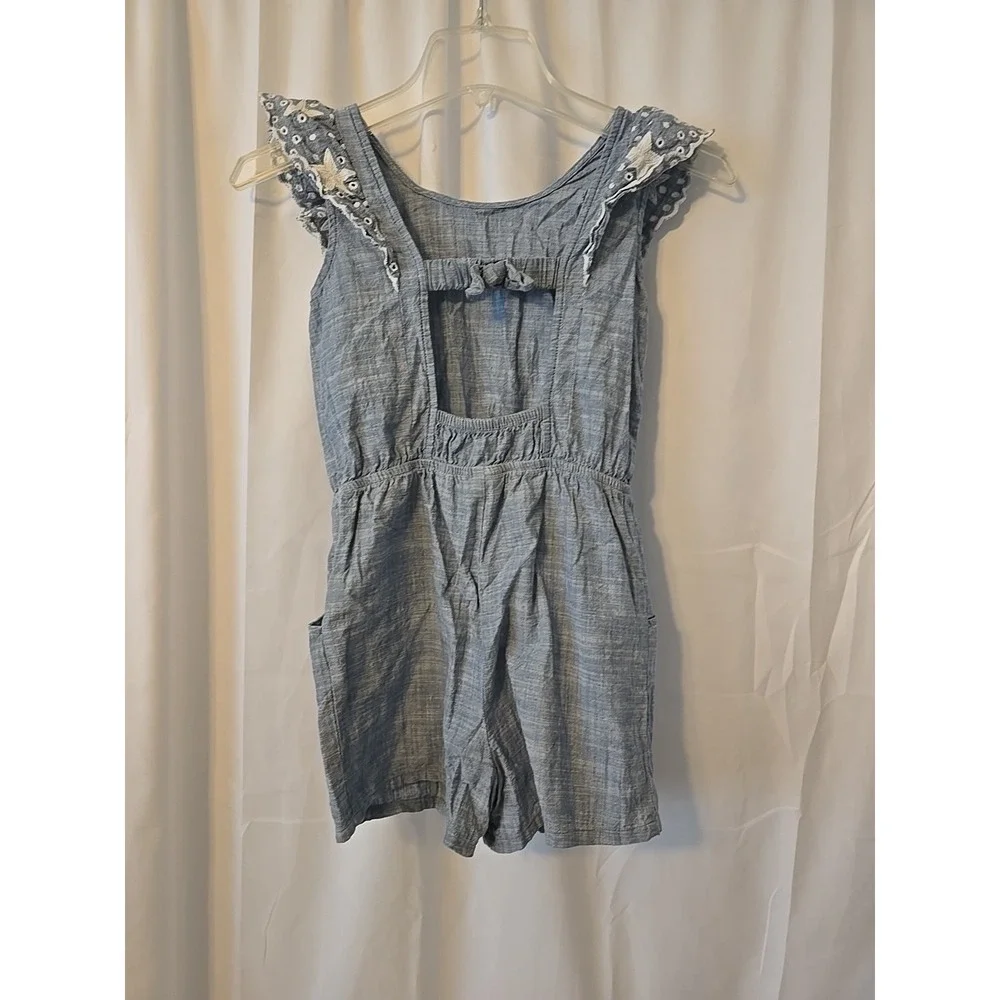 Cat & Jack Girls Light Blue  With White  Romper Shorts  Sleeveless Size 7/8